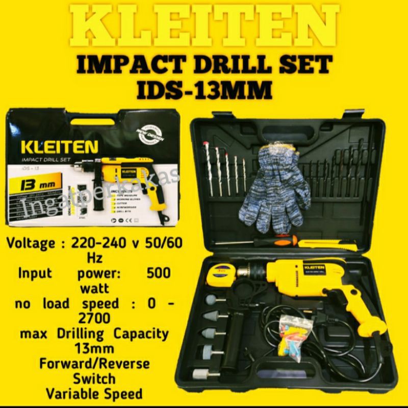 Mesin Bor Listrik Set Impact Drill 13mm - Bor Tembok Beton Set Koper