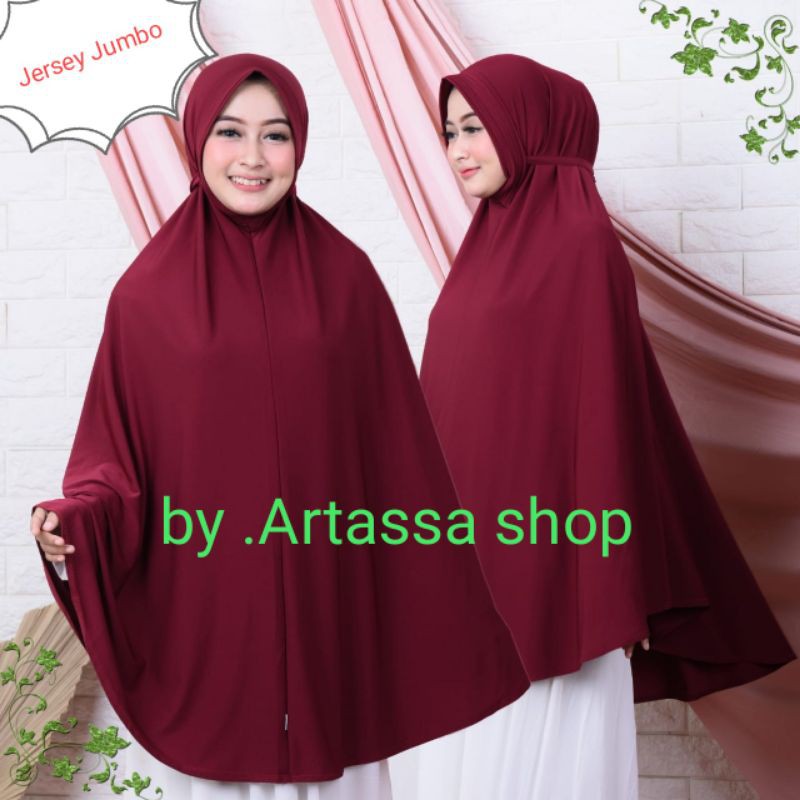 Kerudung Jersey Jumbo / Khimar Jersey Nonpet Tali  Jilbab Jersey Polos Non Pet Tali