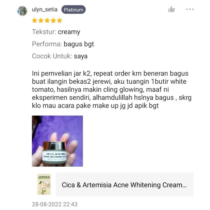 Cica &amp; Artemisia l Whitening Cream FULL SIZE 100GRAM