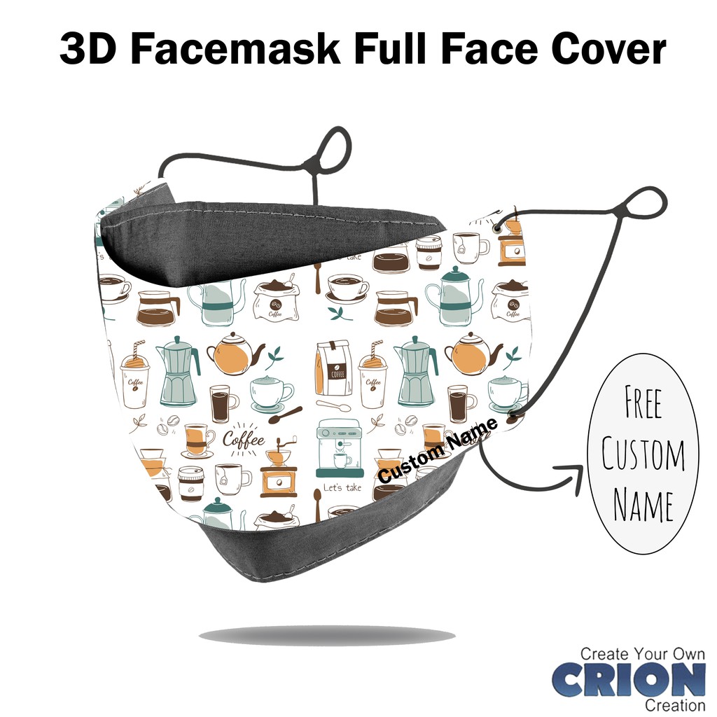 Crion - Masker 3d Full Face Cover Coffee Series 1 - antibacterial