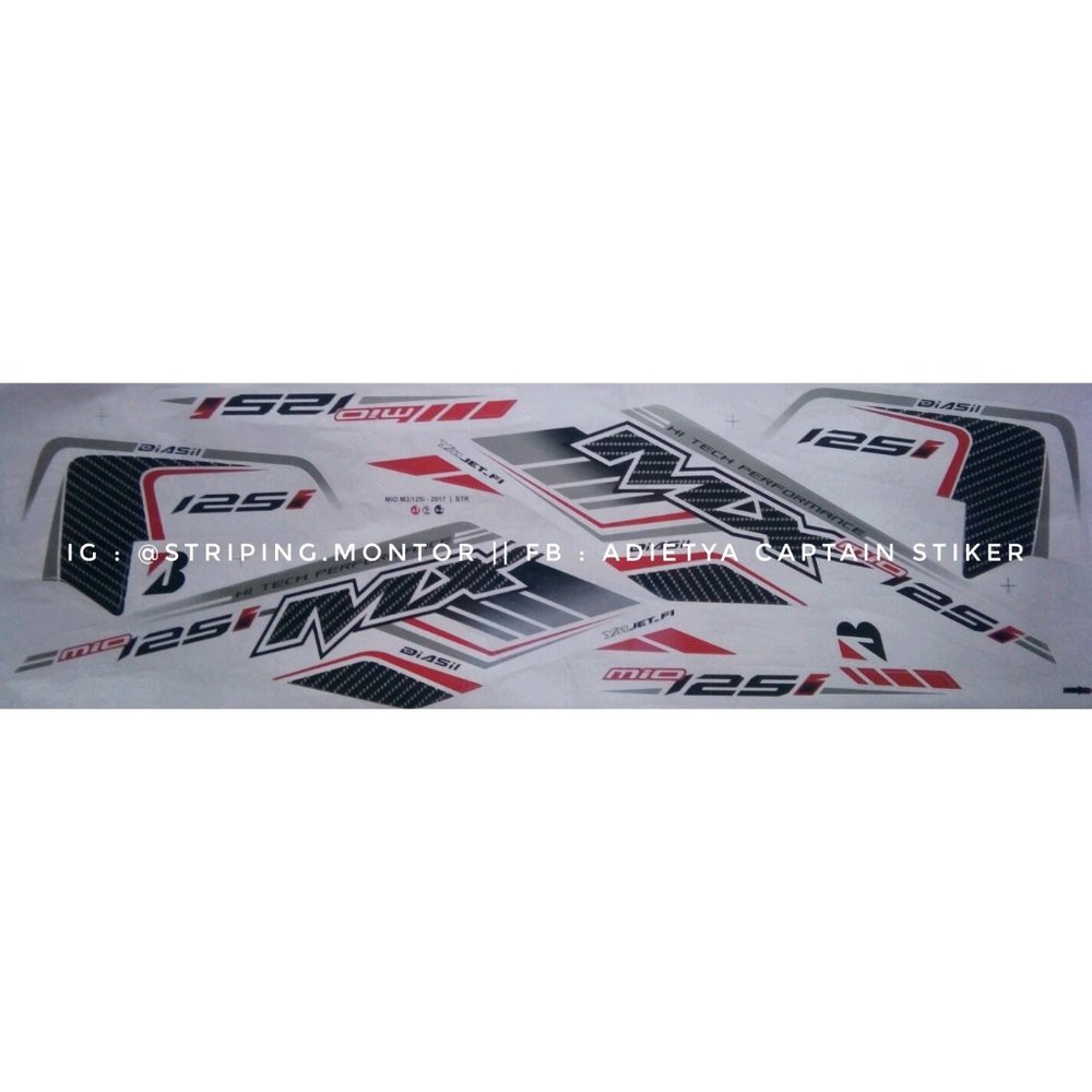 Stiker Lis Striping Sticker Variasi Mio M3 125 - Mio Mx 125 Putih