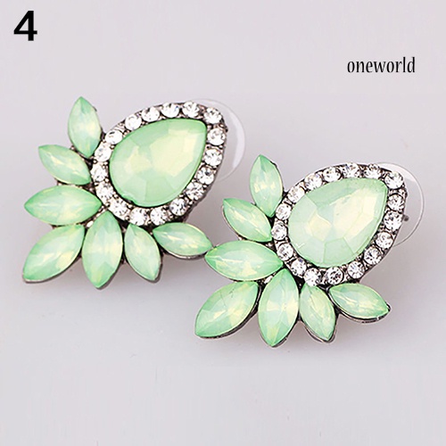 OW@ 1 Pair Fashion Women Flower Shape Rhinestone Ear Stud Earrings Jewelry Gift