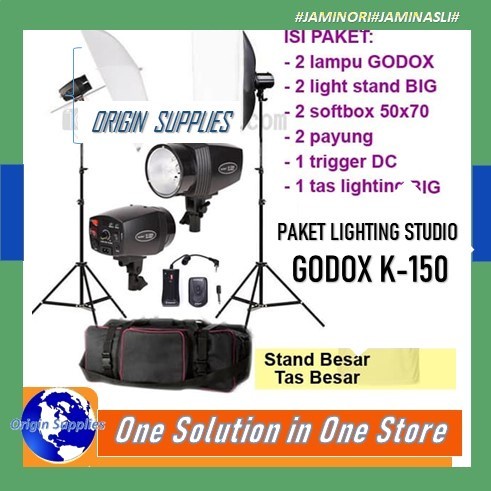 Paket Lampu Studio / Paket Lighting Godox K-150A Stand Besar