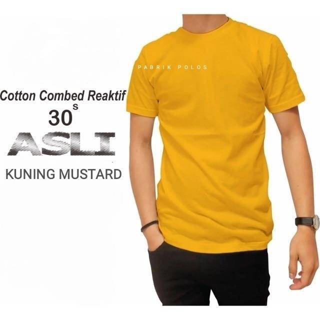 Kaos Polos Pria Wanita Kuning Kunyit/ Mustard Cotton Combed 30s Premium Bandung
