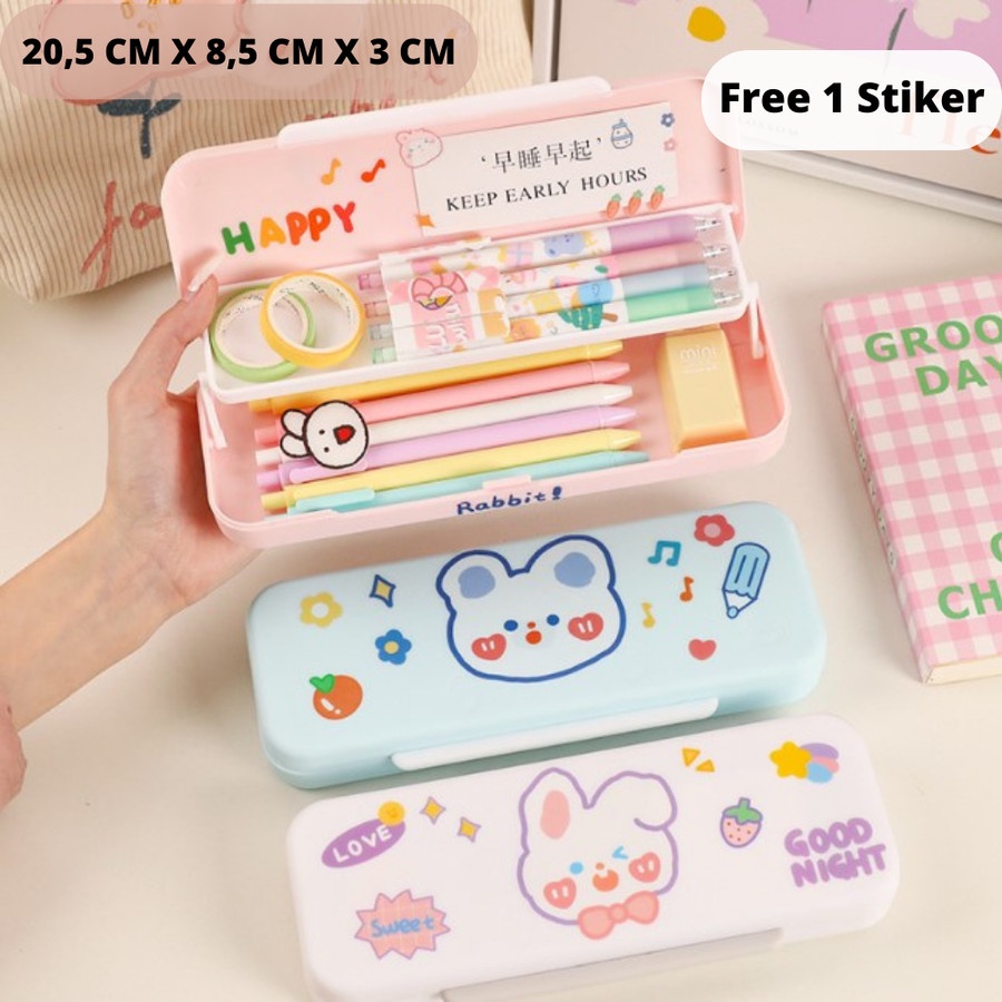 Tempat Tepak Kotak Pensil Anak Korea Aesthetic Free Stiker PC0010