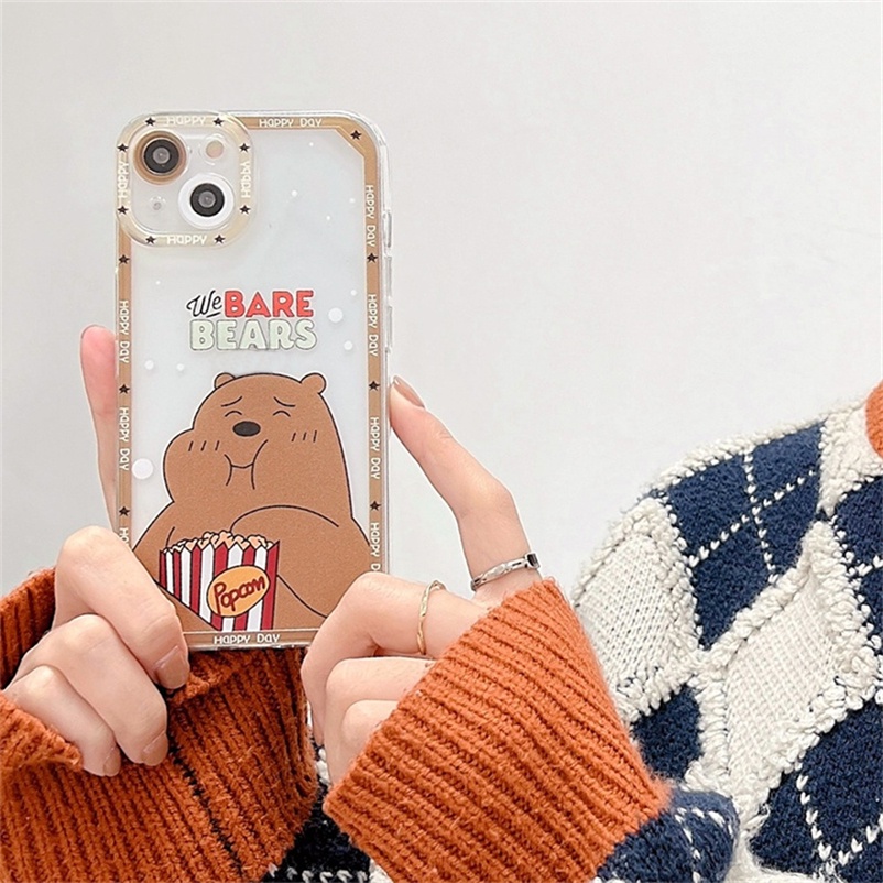 Soft Case Silikon Motif Kartun Beruang Untuk Compatible for iPhone 11 Pro Max iPhone 14 13 12 Pro Max X Xr Xs Max Se 2020 iPhone 7plus 8plus 8 7 6 6s plus Cartoon Bear Series Translucent Frame Soft Silicone Shockproof Phone Case