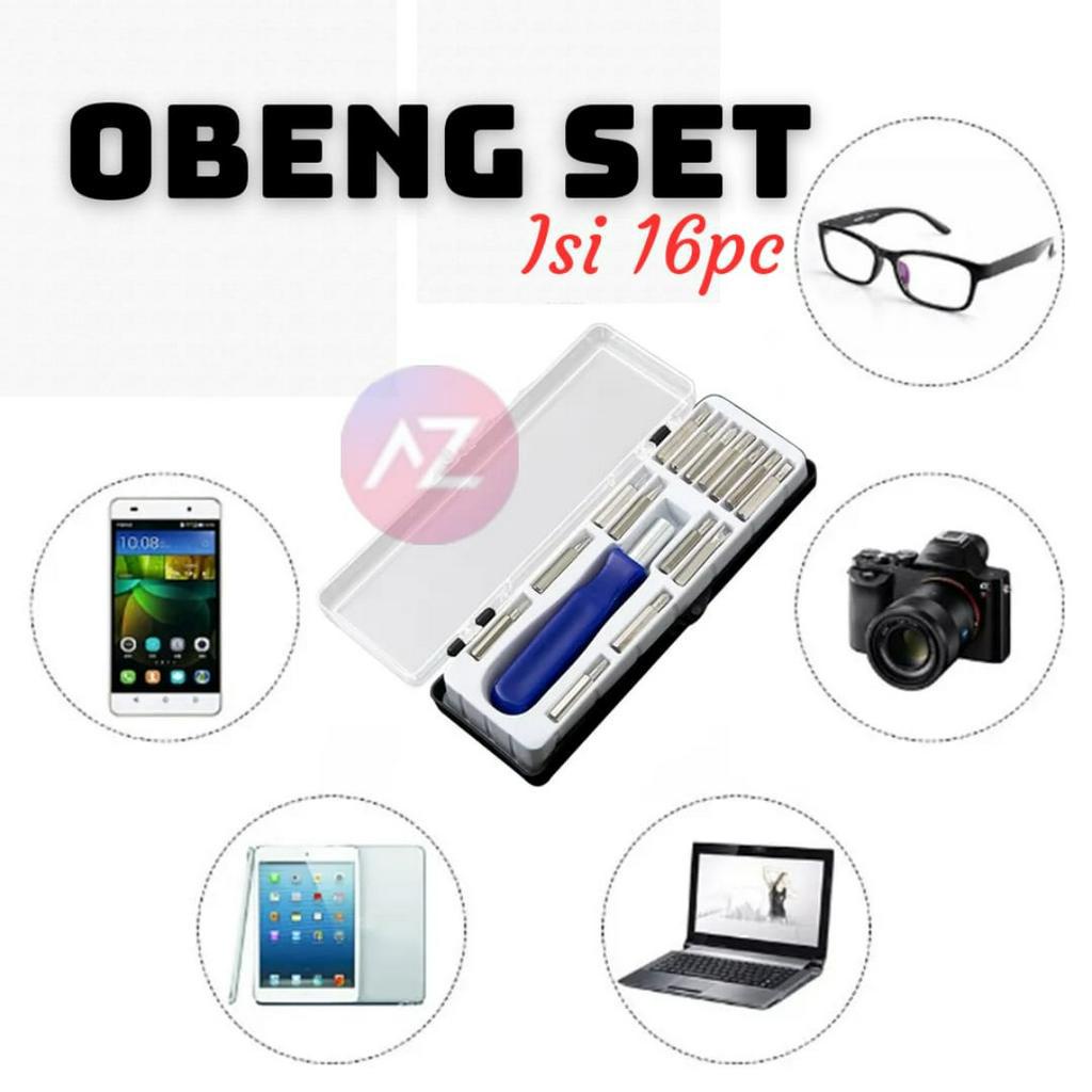 AZ OBENG SET MULTIFUNGSI / OBENG MINI / OBENG HP 16IN1 STAINLESS STEEL