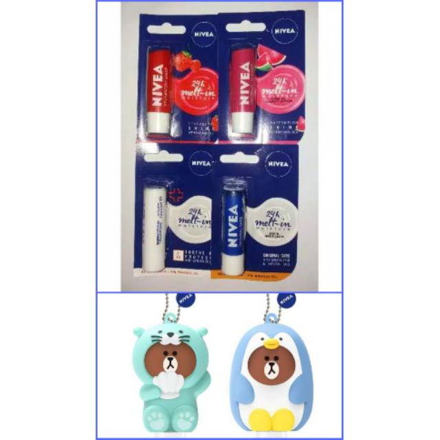 Nivea lip holder line / lip balm strawberry/watermelon/original care/soothe&protect