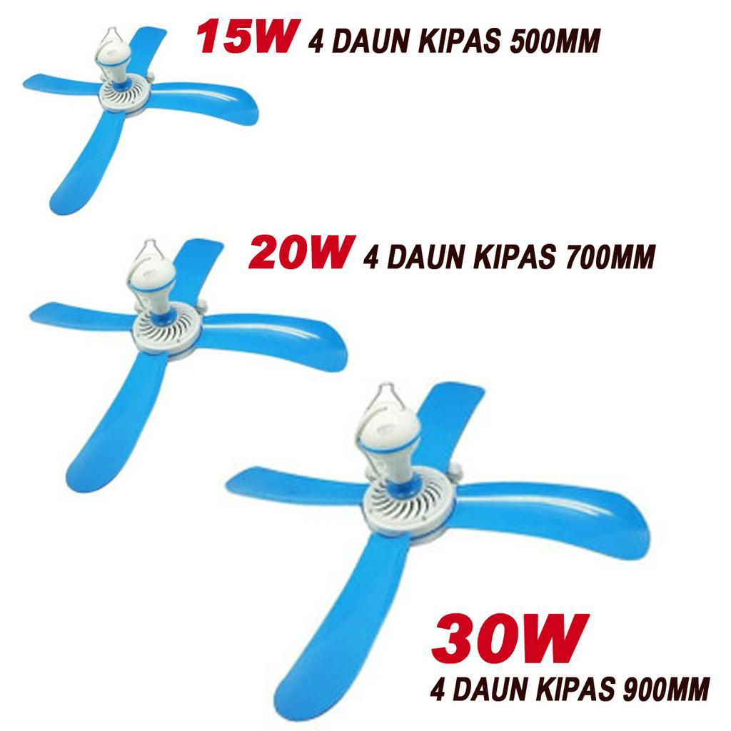 Kipas angin hellifan gantung 4 daun kipas baling angin kencang 30W 900mm 20W 700mm 15W 500mm Watt model colokan listrik - realoneacc