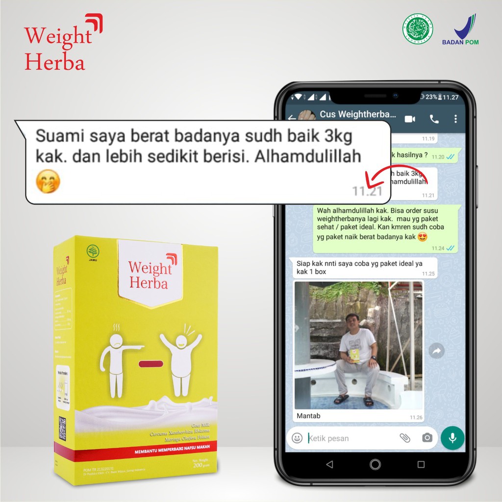 Weight Herba 3x Lebih Cepat Naikan Berat Badan - Susu Kambing Etawa Penambah Berat Badan &amp; Kesehatan Pencernaan Tanpa Olahraga Tingkatkan Nafsu Makan Penambah Protein dalam Tubuh Isi 200gr