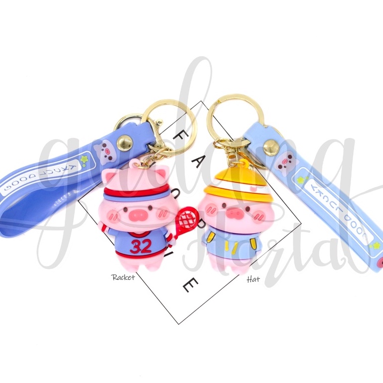 Gantungan Kunci Sport Pig Keychain Motif Hewan Babi Olahrga Simple GH 302326