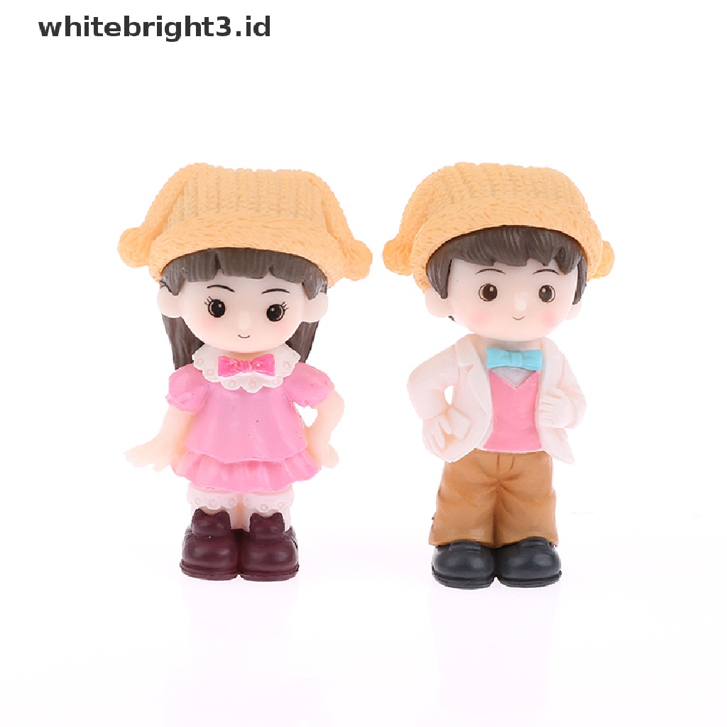 {whitebright3.id} 1Pair Micro-Landscape Romantic Couple Figurine Clown Hat Couple Dollhouse Decor ,