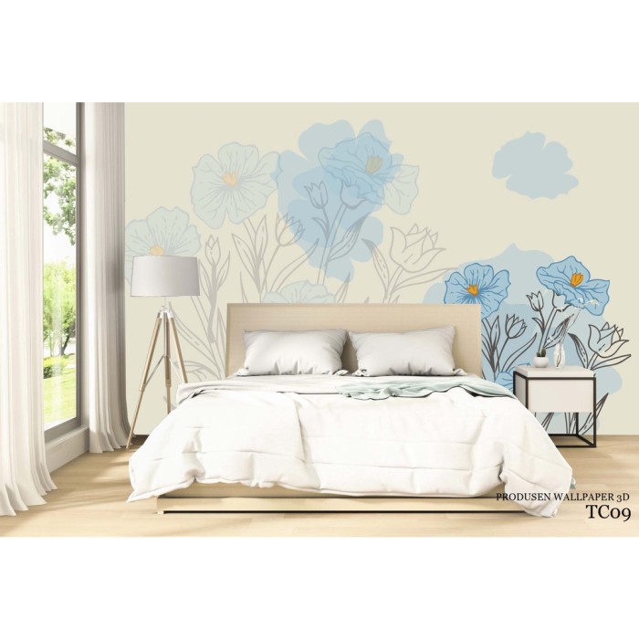 PRINTWALL, Sticker Dinding Kamar Murals Flowers, Wallpaper kamar Tidur 3d