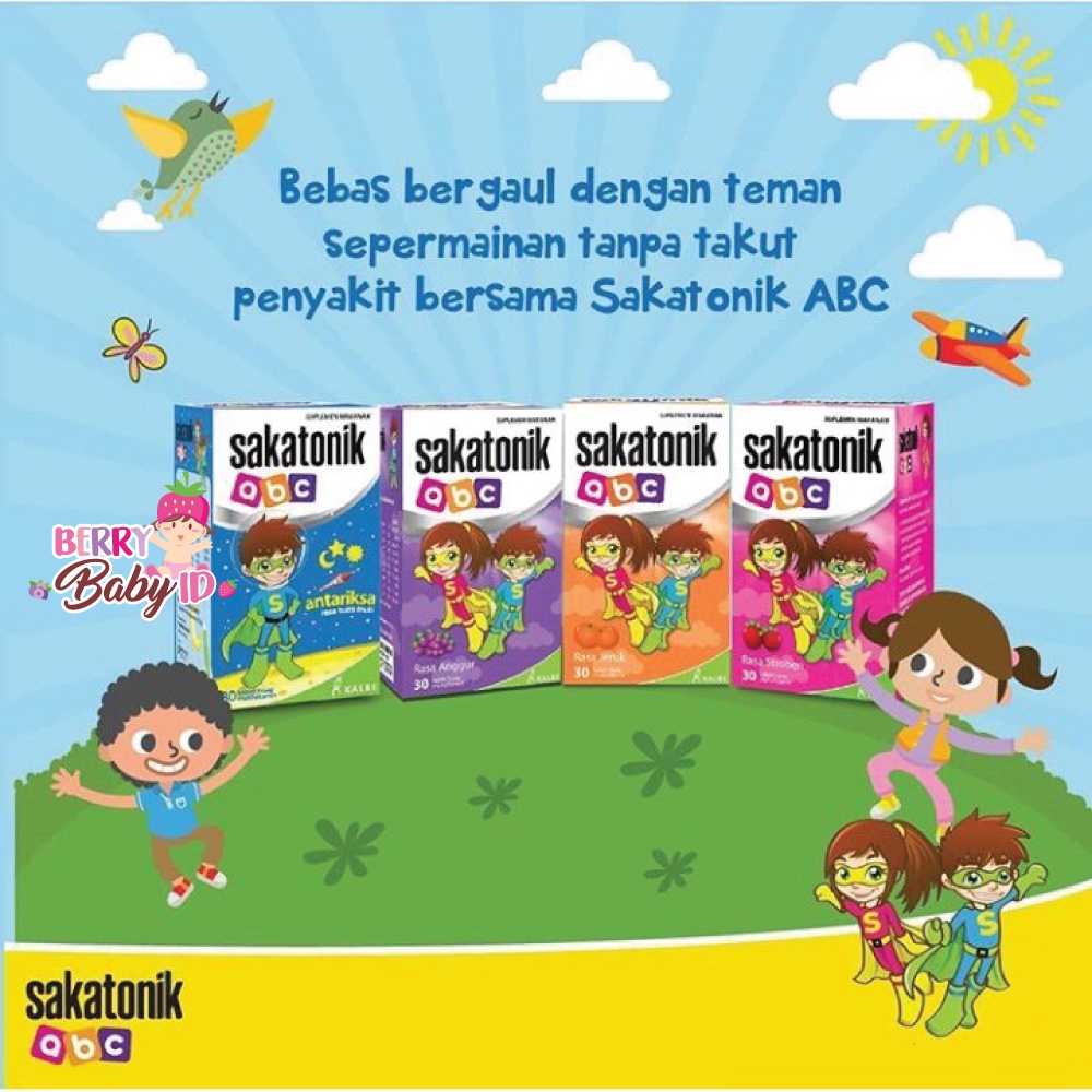 Sakatonik ABC Multivitamin Anak 30 Tablet Hisap Antariksa Orange Anggur Grape Stroberi Strawberry Berry Mart