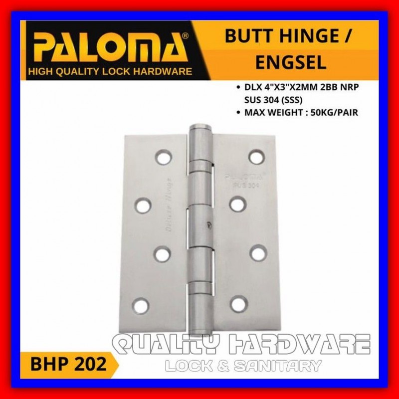 Engsel Pintu Jendela Paloma QHBHP 202 - 4" inch Engsel Jendela Stainless SUS 304 - SSS Berkualitas
