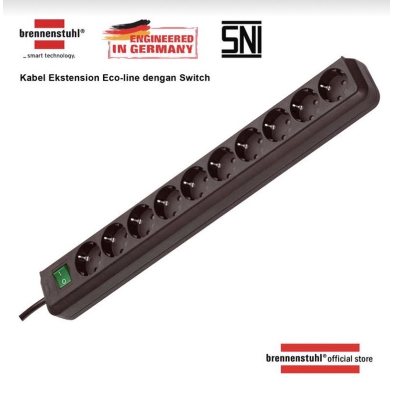 [GERMANY] BRENNENSTUHL Stop Kontak + Switch Saklar 10 Lubang Socket Kabel 3 Meter GERMANY PRODUCT