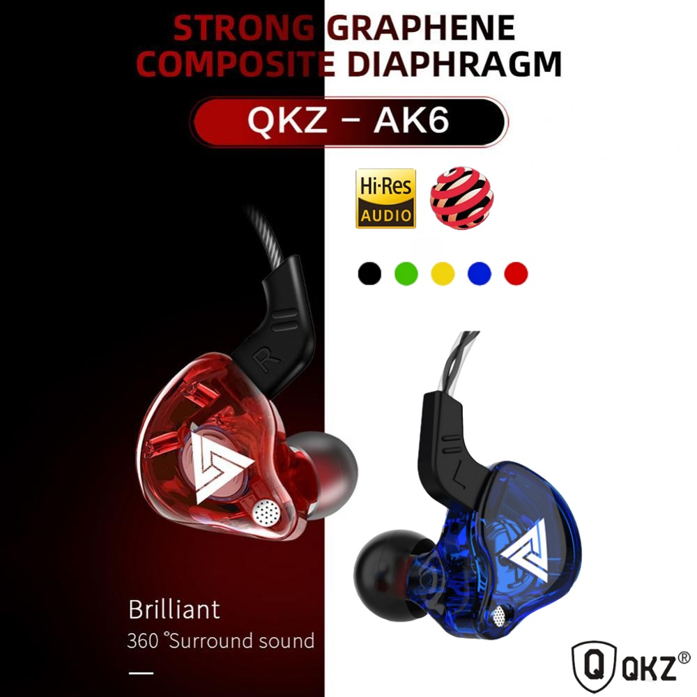 (COD) Earphone QKZ AK6 Headset QKZ AK6 HIFI PRO Gaming Sport Mic Super Bass In-Ear Earphone with Microphone ORI