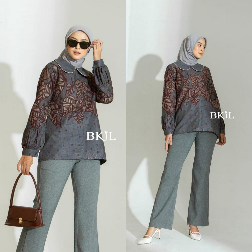 Baju Batik Wanita Modern Atasan Blouse Batik Kerja Kantor Wanita Seragam Batik M L XL XXL