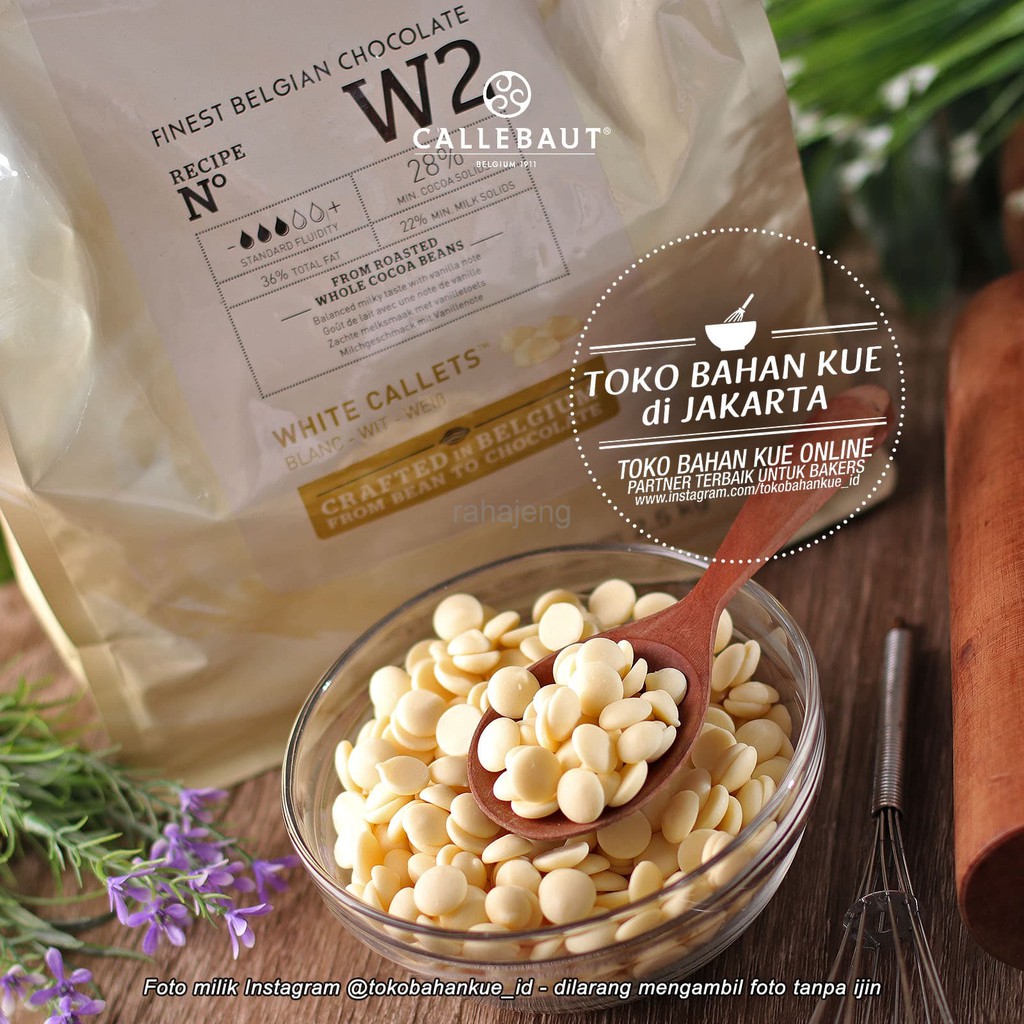 

Callebaut White Chocolate Couverture 28% Coklat Import Belgia 250gr