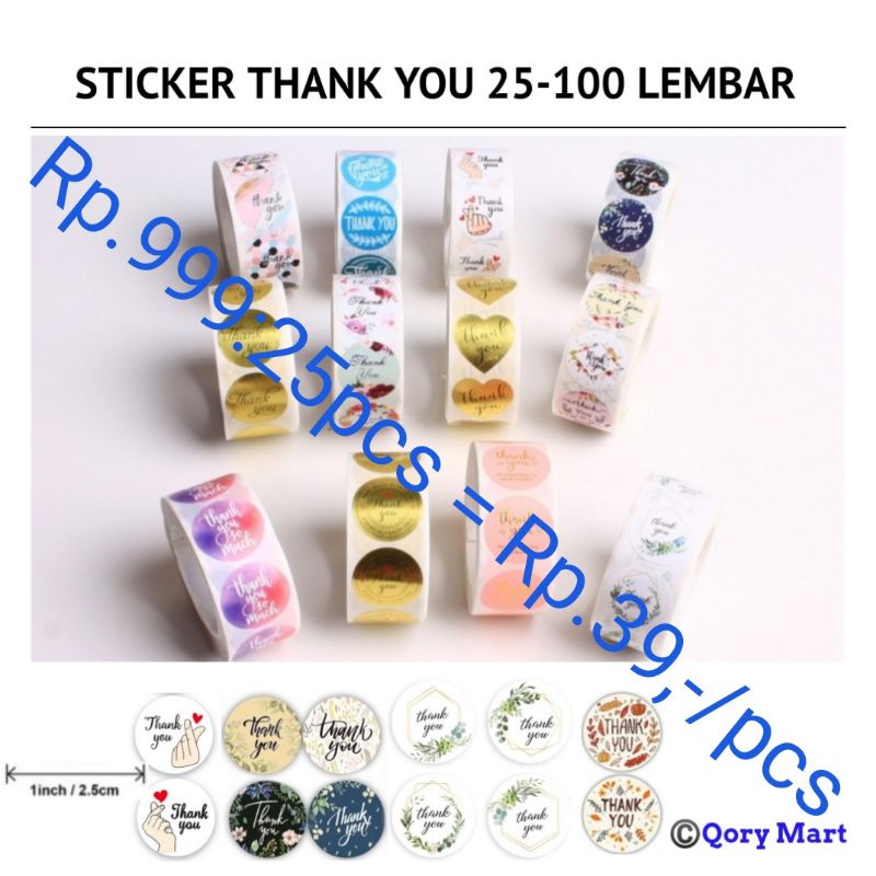 

STICKER LABEL THANK YOU 25-500 LEMBAR