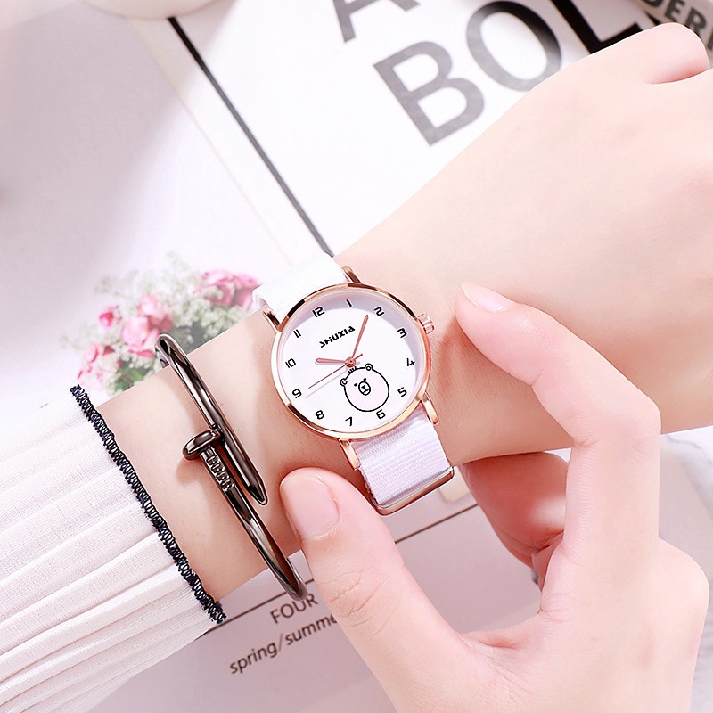 ✅COD Jam Tangan Quartz Retro Simple Bahan Kanvas Gaya Korea-4