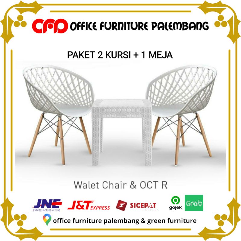 (gojek) paket 2 kursi 1 meja teras olymplast wallet chair + oct r kursi teras kursi cafe meja plasti