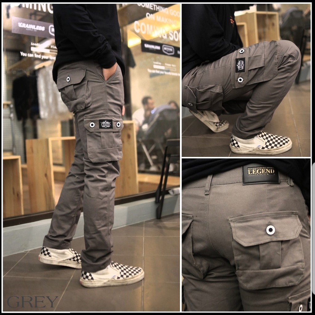 Legend Of Denim Dayrie Original celana cargo panjang pria celana cargo warna grey LOD seri DD004