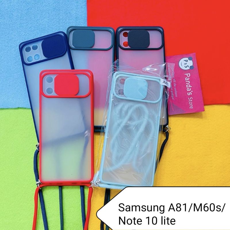 Samsung A81/Note 10lite/M60s Softcase dove sliding camera + Tali Laynard [Premium]