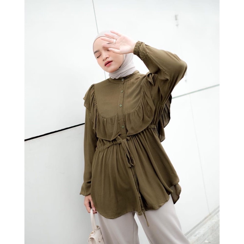 Davina Blouse Rayon Serut Atasan Rayon Premium Jumbo Ld 120