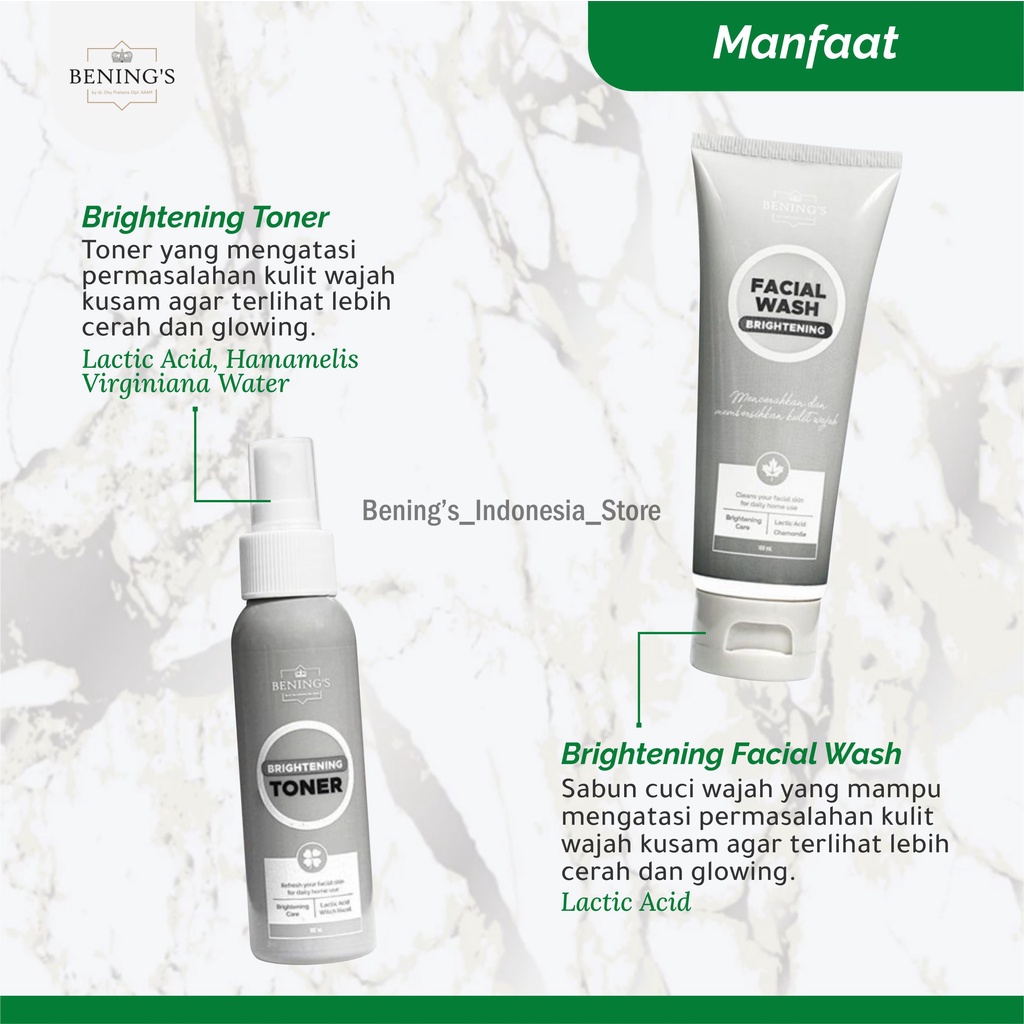 Bening Skincare Dr Oky Pratama Paket Brightening Terbaik (Free Gift) Benings Skincare - Benings Clinic Paket Pencerah-1