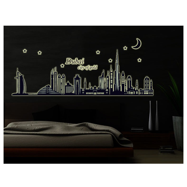 RELIZA Wall Sticker | Stiker Dinding DUBAI CITY OF GOLD GLOW IN THE DARK 60X90 ABQ9616