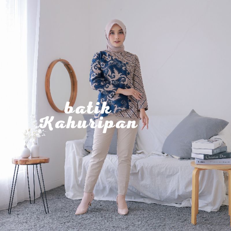 Atasan Batik Wanita Lengan Panjang Batik Kerja Kantor Motif Kangkung by Batik Kahuripan