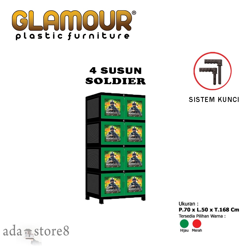 LEMARI PLASTIK PAKAIAN SUSUN JUMBO GLAMOUR ( 3 SUSUN - 4 SUSUN )  Lemari Plastik Susun Full Kunci | 