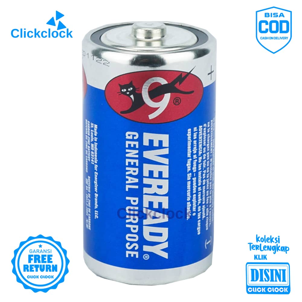 Batu Baterai Jam Dinding Eveready Uk. D Batre Biru Awet Original