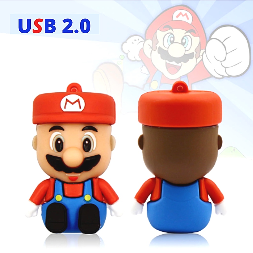 Flash Disk USB 2.0 Kapasitas 1 / 8 / 16 / 32 / 64 / 128gb Bentuk Kartun Super Mario Reliabl