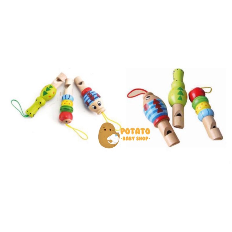 Wooden Animal Whistle Toys - Mainan Peluit Musik Tiup Anak