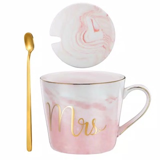  Gelas  Cangkir Mug Keramik  Marble Marmer MR MRS Couple  Set 