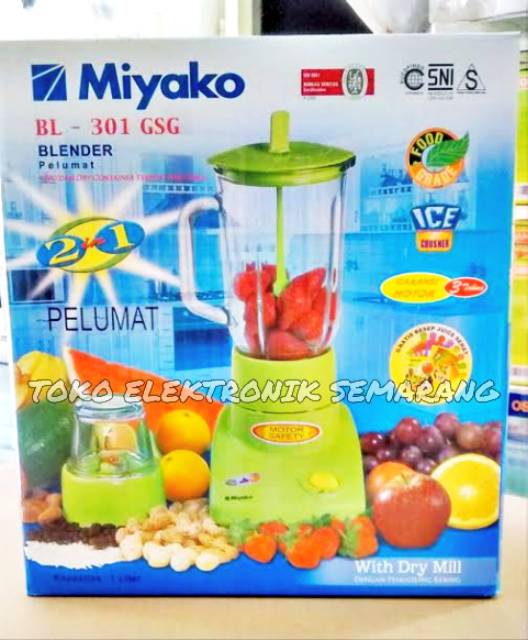 MIYAKO BLENDER BL 301 GSG GELAS KACA 1 LITER PELUMAT AWET KUAT