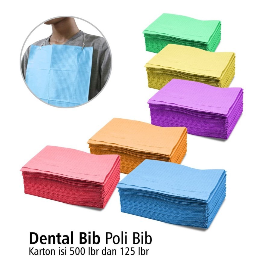 Dental Bib / Polybib / Celemek Dental / Tatakan Ludah / Celemek Gigi / Polibib dokter gigi / Celemek Apron Waterproof / Kesehatan Gigi Isi 125pcs - ONEMED