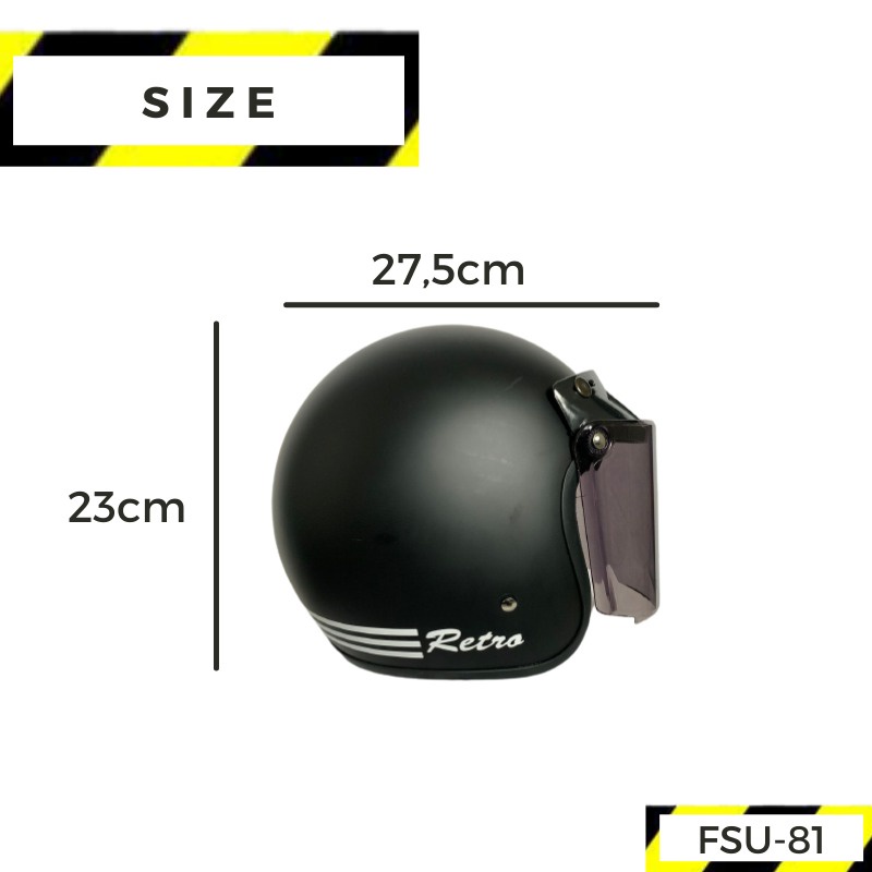 Helm Bogo Retro Dewasa Unisex Kaca Datar Doff &amp; Glossy ber SNI