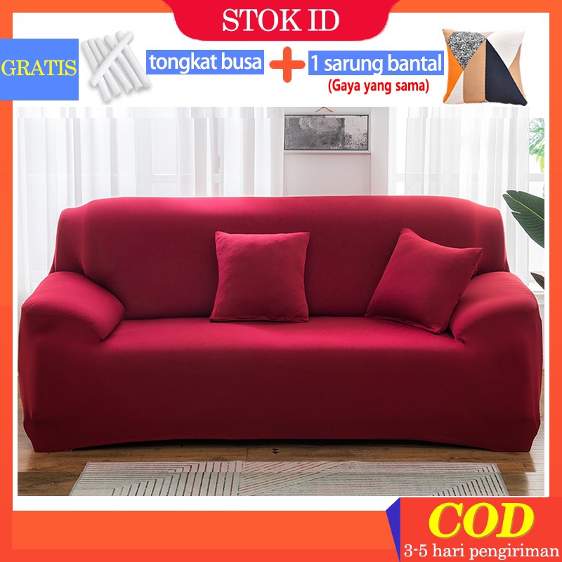 Maroon Cover Sofa Sarung Sofa 1/2/3/4 Seater Sofa Cover Elastic Sarung bantal sofa Cushion Protector Covers