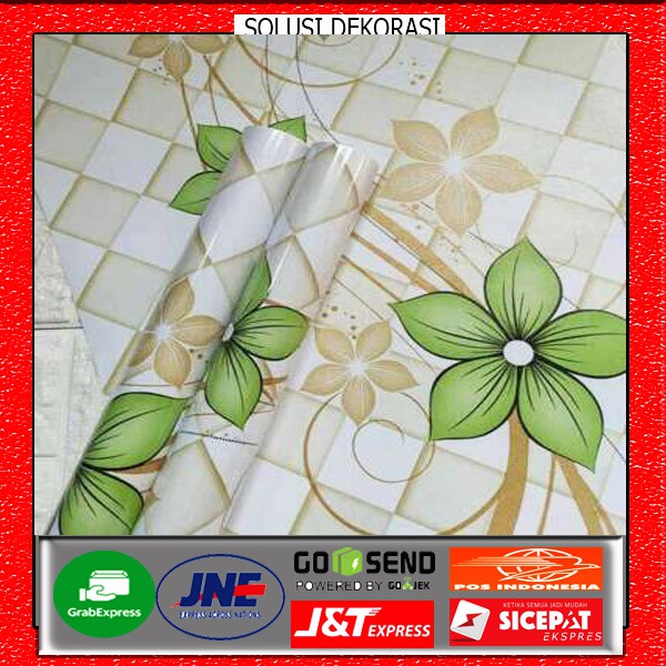 WALLPAPER DINDING RUANG TAMU | WALLPAPER STIKER DINDING 45CM X10M | SOLUSI DEKORASI | KETUPAT HIJAU