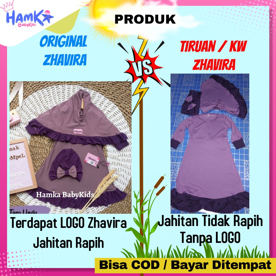 Gamis Bayi Anak Perempuan 0 - 3 Tahun Zhavira Set Hijab Bahan Jersey Newborn 1 2 Tahun