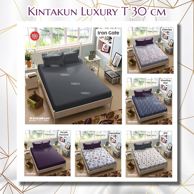 Kintakun Sprei Luxury Tinggi 30 cm 180x200 / 160x200 - Iron Gate Purple Pennant Joy - 180 160 SP T30