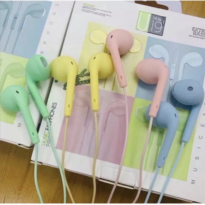 Earphone  Macaron  U19 Headset Kabel Stereo Handsfree Extra Bass Earphone U 19