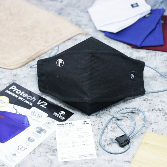 PROTECH V2 Masker Non Medis 3 ply ( Hitam )