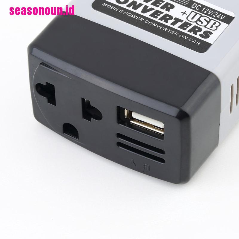 (seasonoun) Adaptor Converter Inverter DC 12V / 24V Ke AC 220V Untuk Mobil