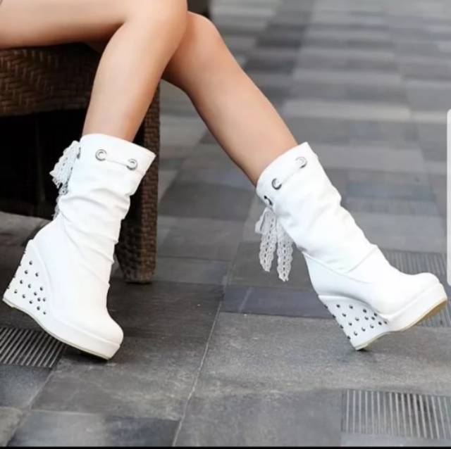 ZPT-Sepatu boot wedges fashion wanita OF-21