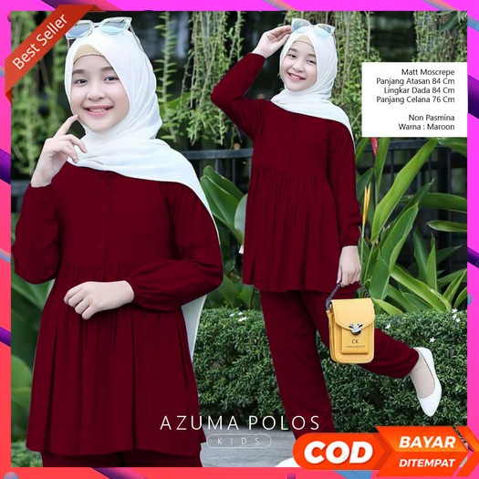 Sale Ja Size 5 Dannis Baju Muslim Anak Perempuan Baju Stelan Tunik  Anak Perempuan Polos//Set Azuma 