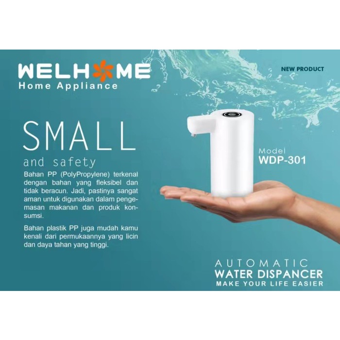 Gilaa Pompa Galon Elektrik / Dispenser Pompa Air Galon Welhome 1200 Mah Limited